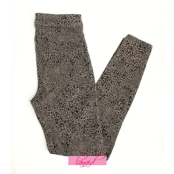 Spanx Jean-ish Ankle Leggings Desert Dot Taupe Animal Print Jeggings Skinny Jean - Picture 10 of 14